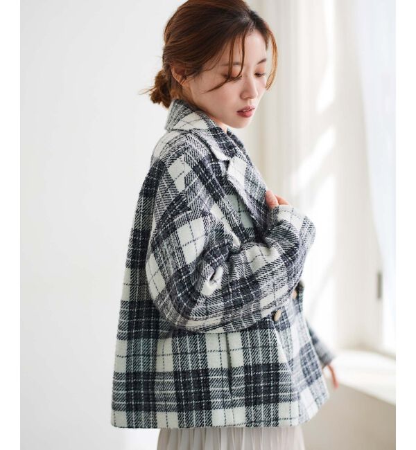 le.coeur blanc「ループチェックショートPコート」|ピーコート|