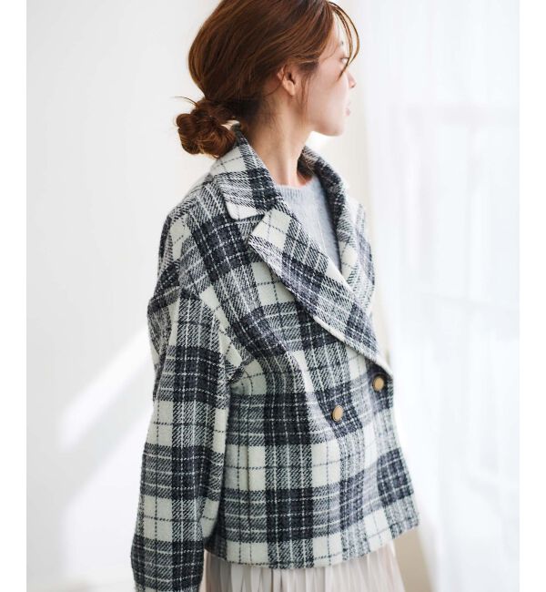 le.coeur blanc「ループチェックショートPコート」|ピーコート|
