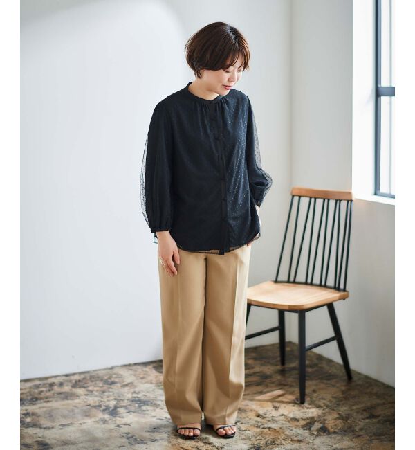 le.coeur blanc「ドットチュールレイヤードブラウス」|シャツ・ブラウス|