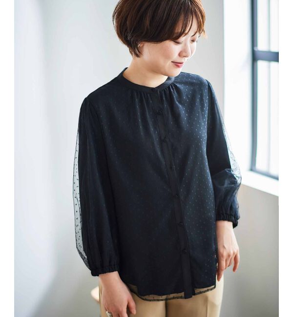 le.coeur blanc「ドットチュールレイヤードブラウス」|シャツ・ブラウス|