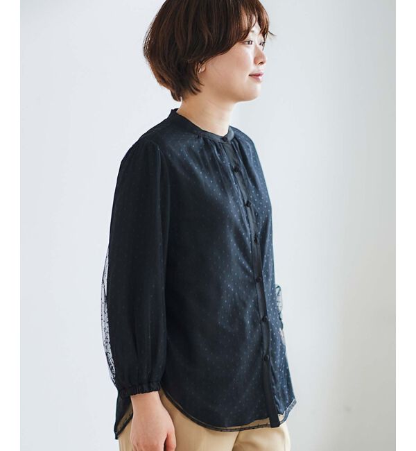 le.coeur blanc「ドットチュールレイヤードブラウス」|シャツ・ブラウス|