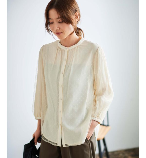 le.coeur blanc「ドットチュールレイヤードブラウス」|シャツ・ブラウス|