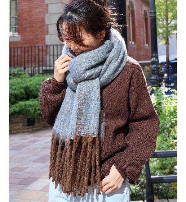  「《手洗い可能》ヘアリーカラーマフラー」|マフラー|