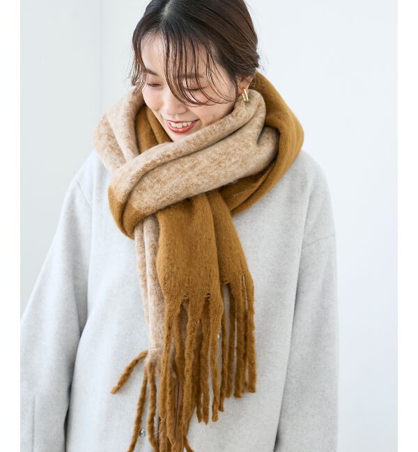  「《手洗い可能》ヘアリーカラーマフラー」|マフラー|キャメル