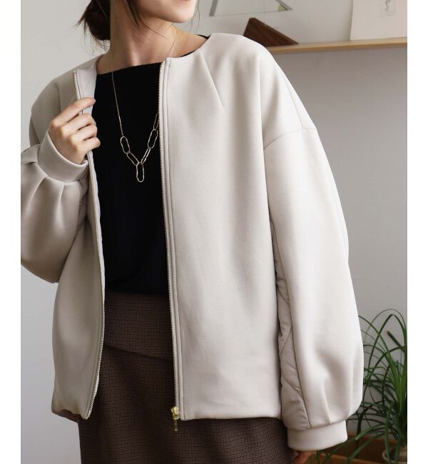  「ダンボール&times;キルトノーカラーコクーンブルゾン」|ブルゾン・スタジャン|