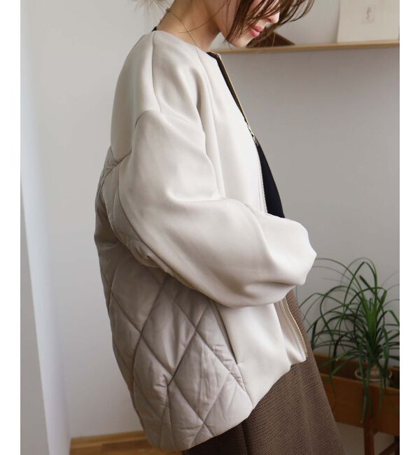  「ダンボール&times;キルトノーカラーコクーンブルゾン」|ブルゾン・スタジャン|