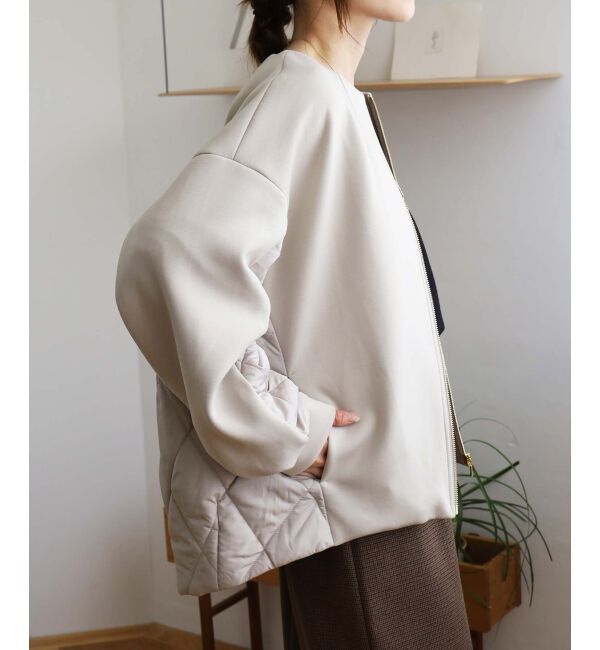  「ダンボール&times;キルトノーカラーコクーンブルゾン」|ブルゾン・スタジャン|