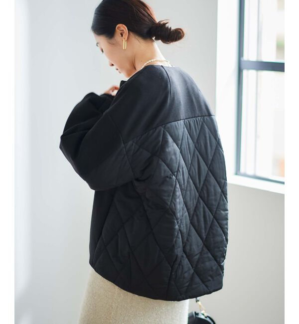  「ダンボール&times;キルトノーカラーコクーンブルゾン」|ブルゾン・スタジャン|