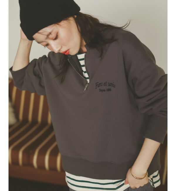  「刺繍入りハーフジップスウェット」|スウェット・ジャージ|