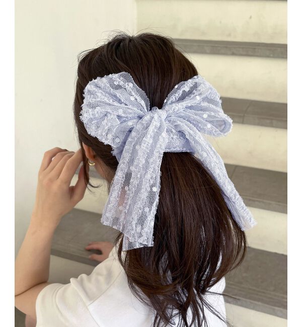  「エアリーリボンシュシュ」|ヘアゴム・シュシュ|ブルー