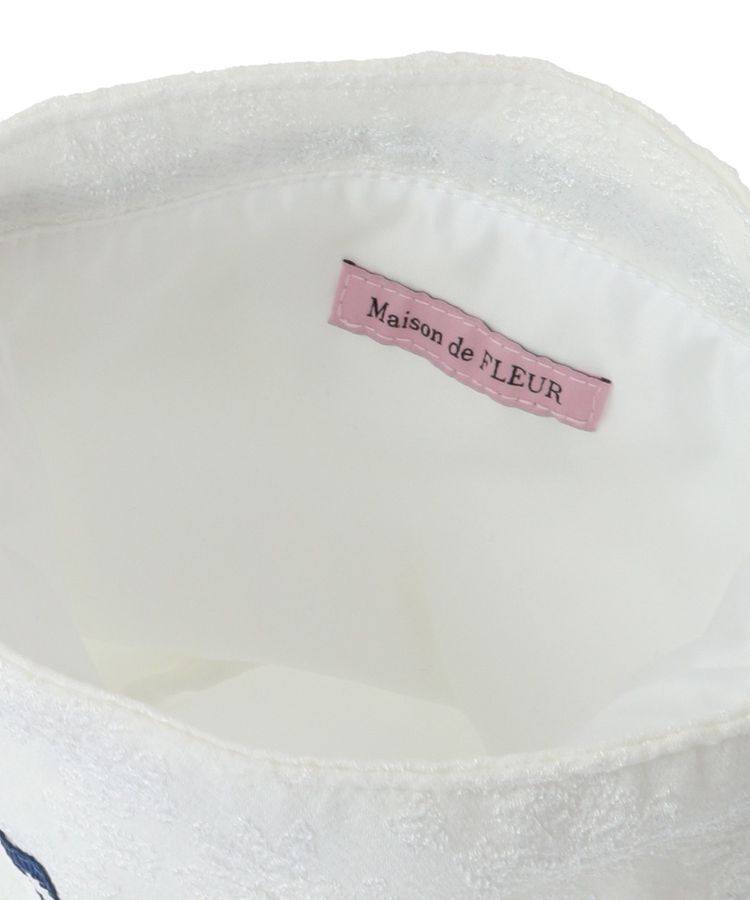 Maison de FLEUR「ラインリボンジャカード巾着ポーチ」|ポーチ|