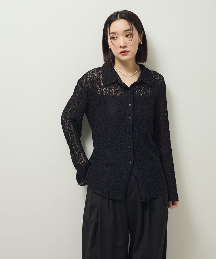 Green Parks「カットレースシャツプルオーバー」|Tシャツ・カットソー|Black