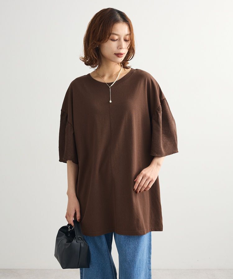 Green Parks「袖サテンドッキングチュニック」|チュニック|Brown
