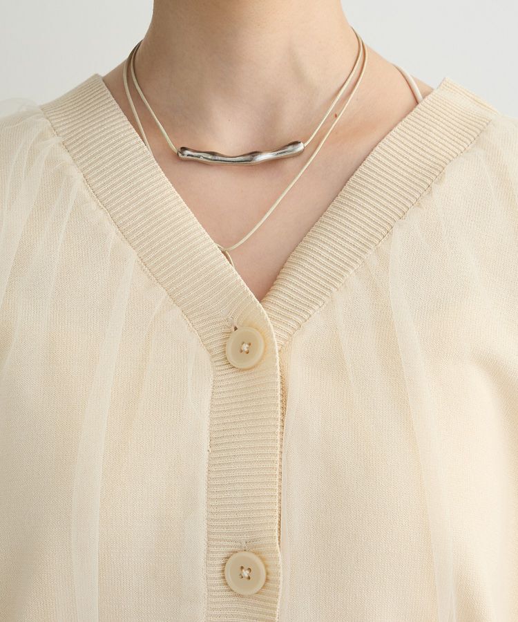 AnriettMusee「チュールドッキングVネックニットカーディガン」|カーディガン|