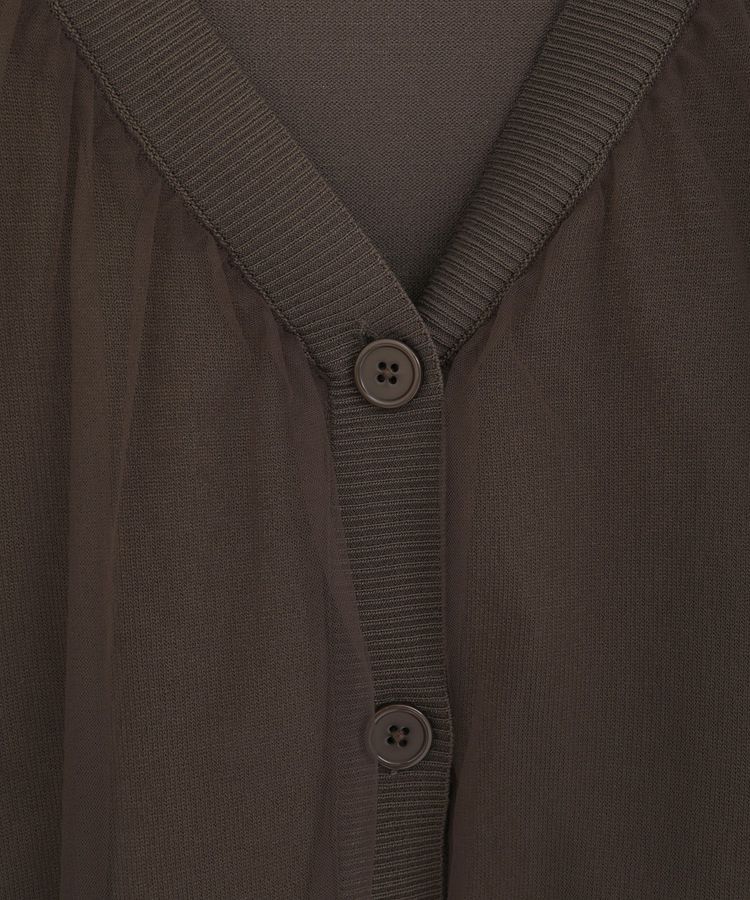 AnriettMusee「チュールドッキングVネックニットカーディガン」|カーディガン|