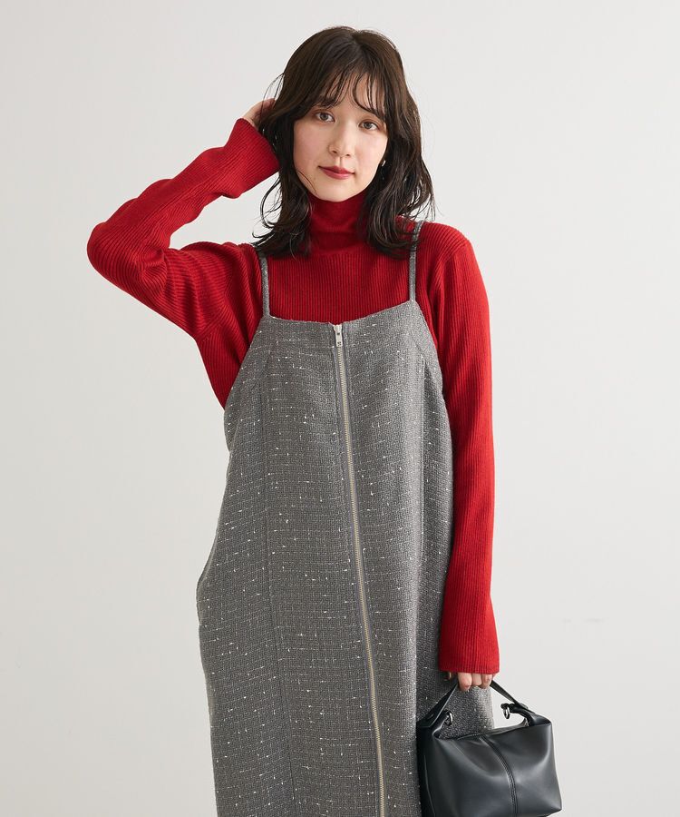 Green Parks「フロントZIPツイードキャミワンピース」|ワンピース|