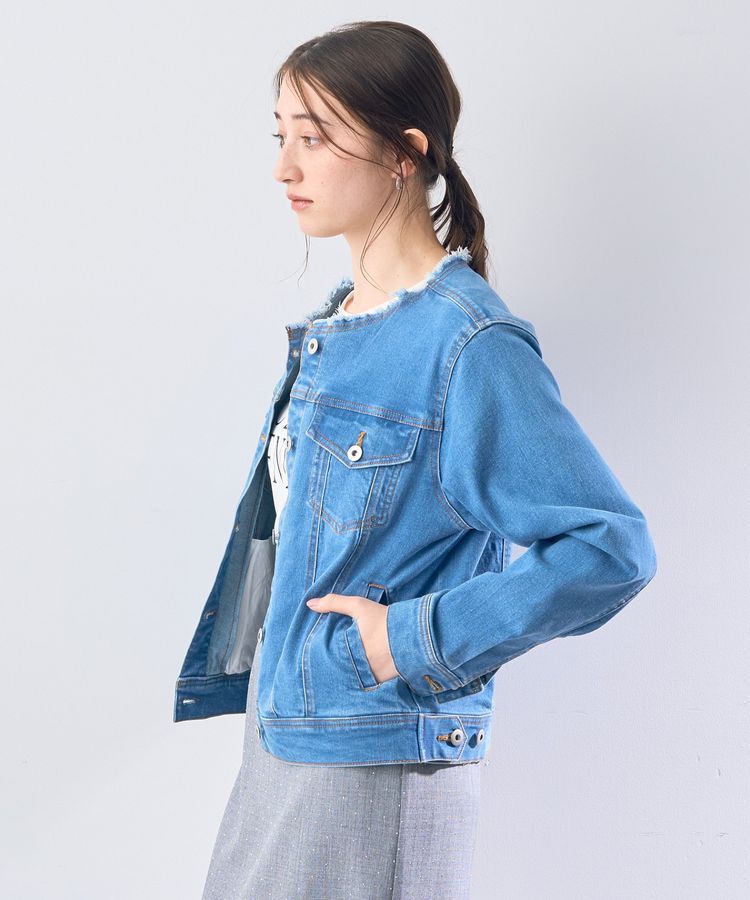 YECCA VECCA「ノーカラーストレッチGジャン」|テーラードジャケット|