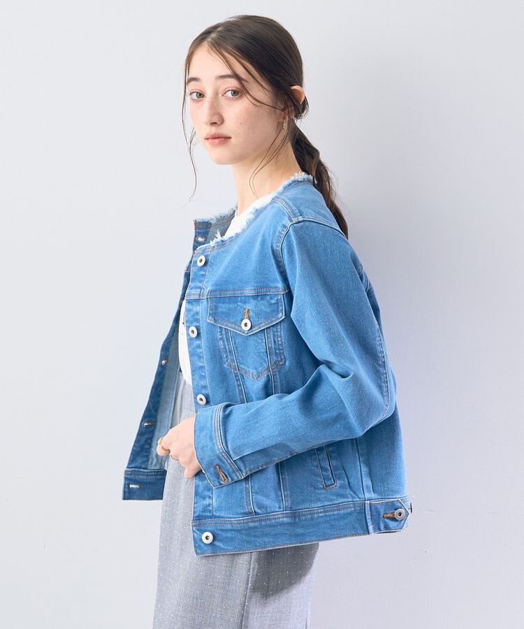 YECCA VECCA「ノーカラーストレッチGジャン」|テーラードジャケット|