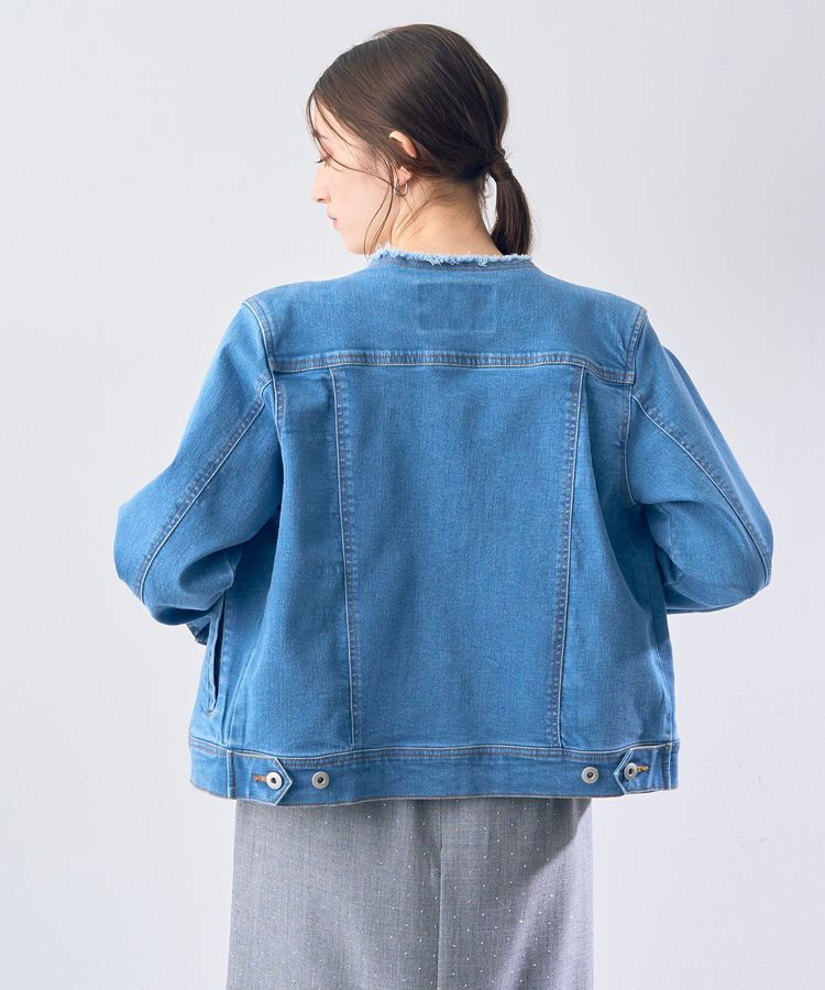 YECCA VECCA「ノーカラーストレッチGジャン」|テーラードジャケット|