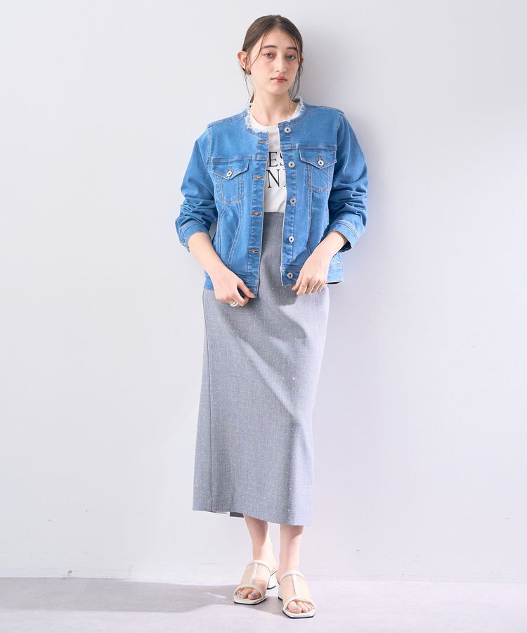 YECCA VECCA「ノーカラーストレッチGジャン」|テーラードジャケット|