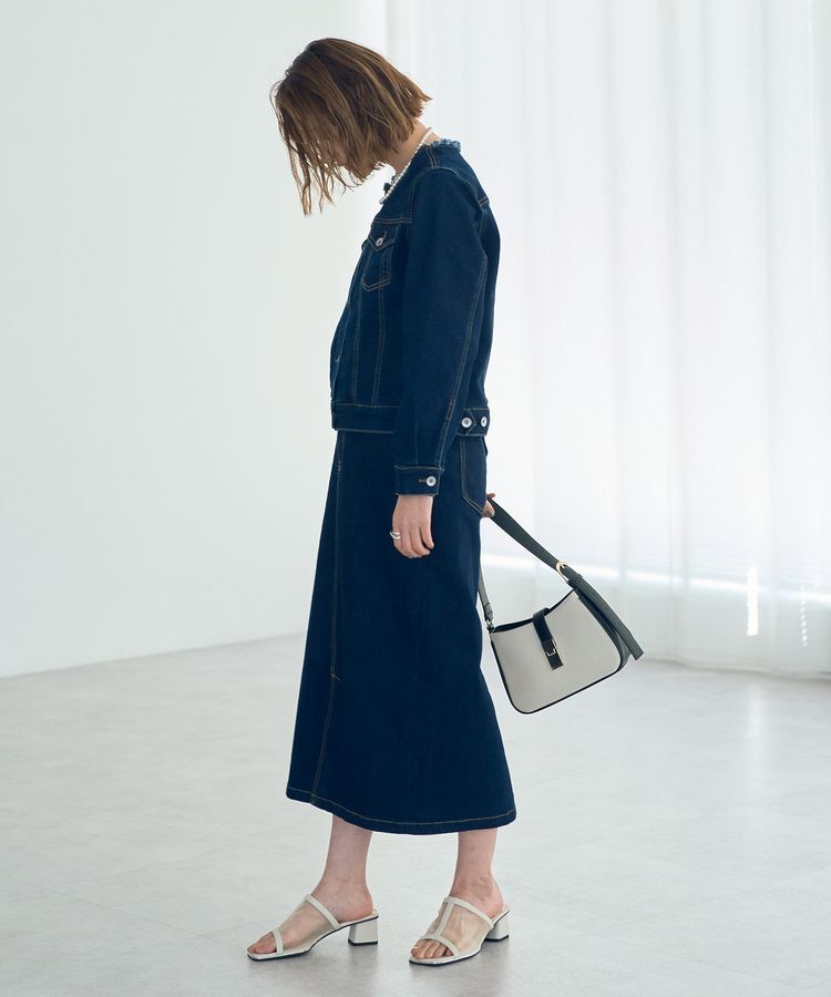 YECCA VECCA「ノーカラーストレッチGジャン」|テーラードジャケット|