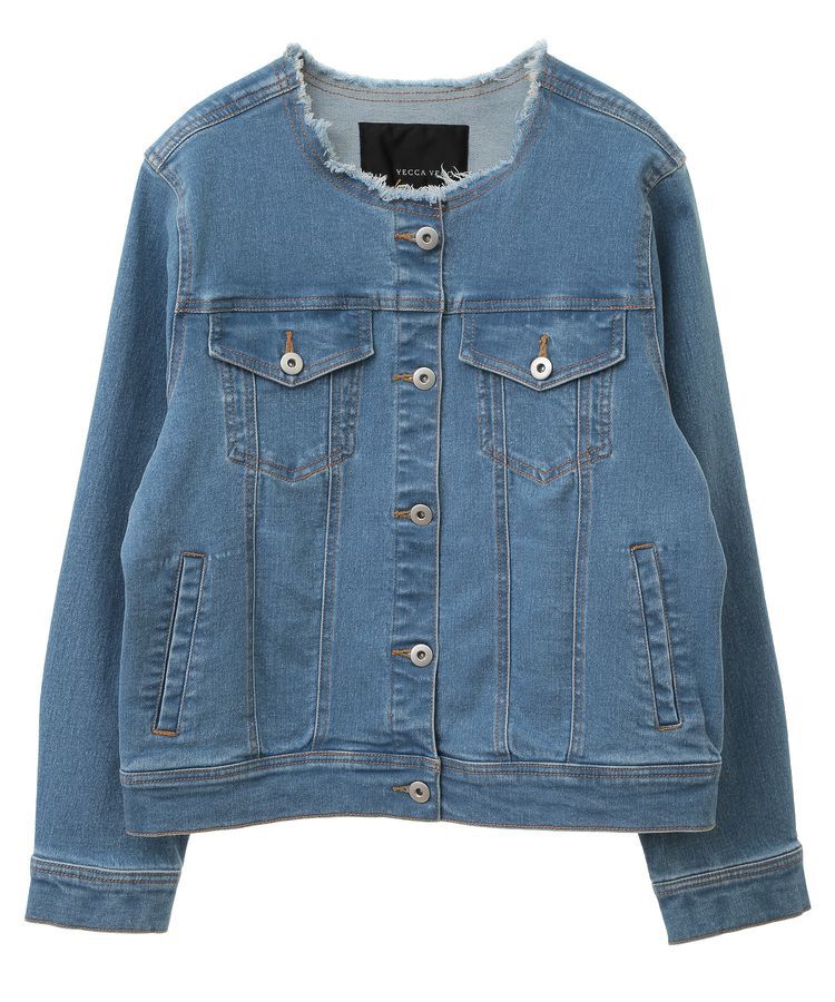 YECCA VECCA「ノーカラーストレッチGジャン」|テーラードジャケット|