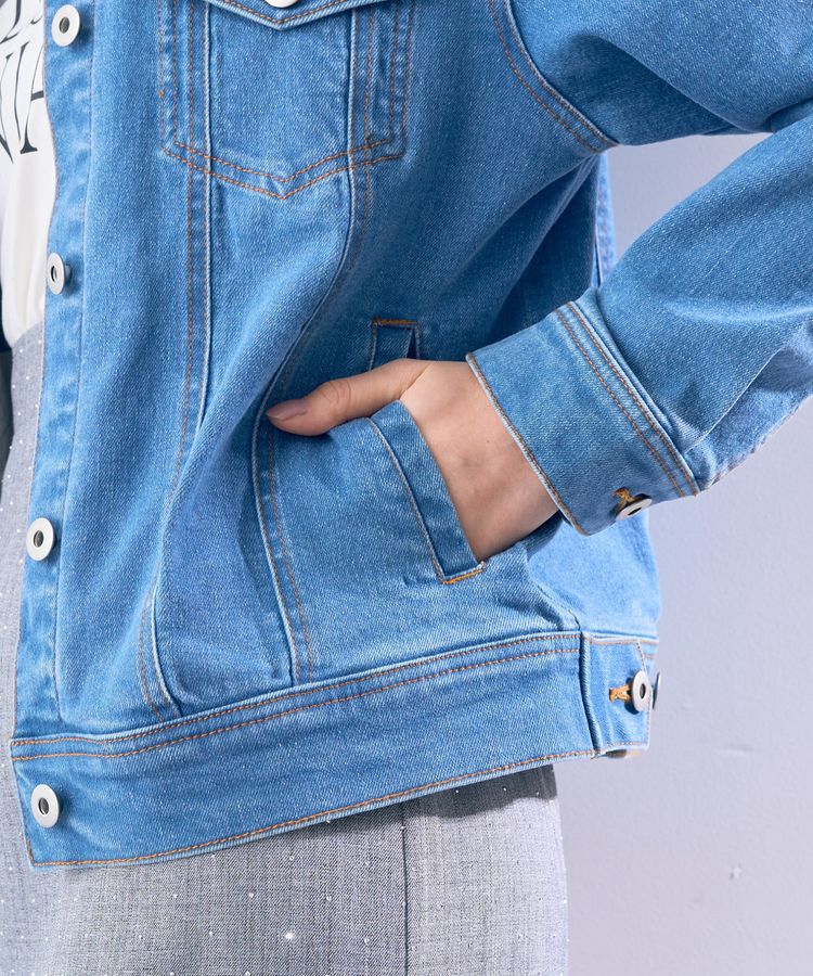 YECCA VECCA「ノーカラーストレッチGジャン」|テーラードジャケット|