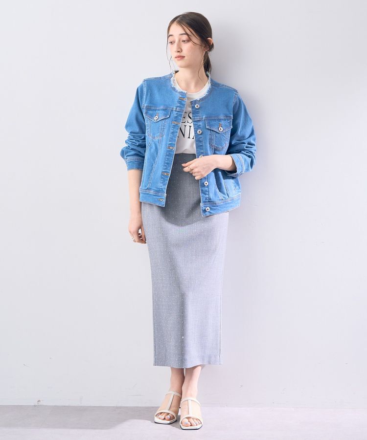 YECCA VECCA「ノーカラーストレッチGジャン」|テーラードジャケット|