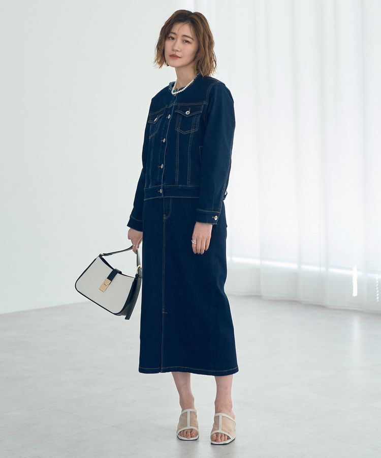 YECCA VECCA「ノーカラーストレッチGジャン」|テーラードジャケット|