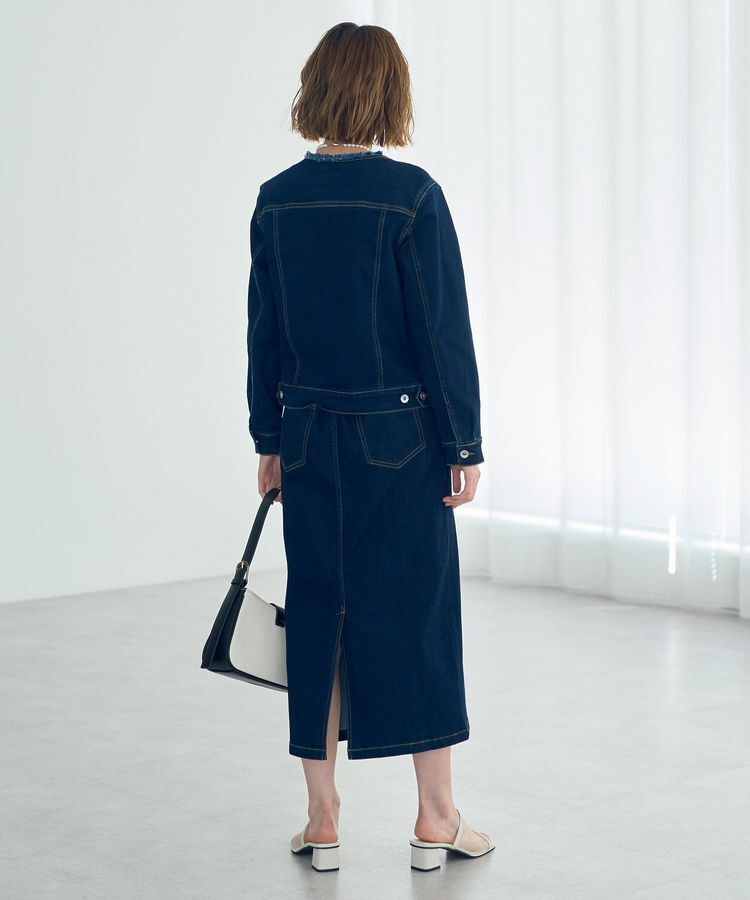 YECCA VECCA「ノーカラーストレッチGジャン」|テーラードジャケット|