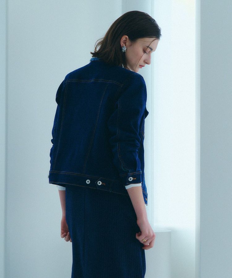 YECCA VECCA「ノーカラーストレッチGジャン」|テーラードジャケット|