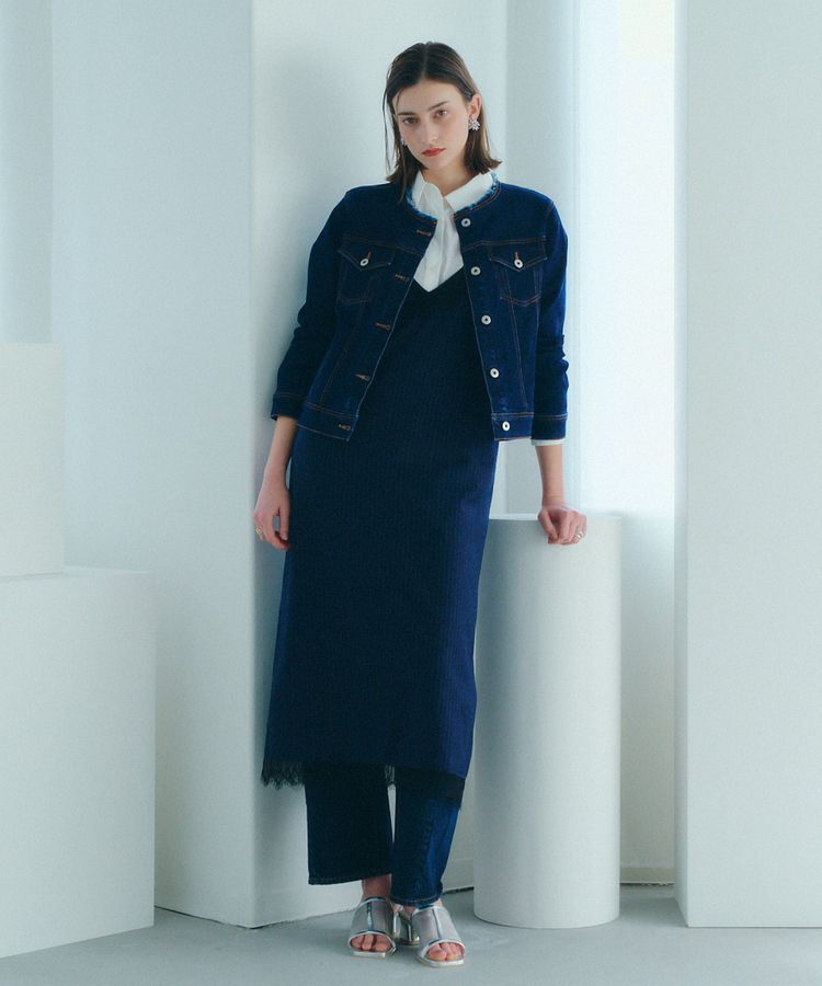 YECCA VECCA「ノーカラーストレッチGジャン」|テーラードジャケット|