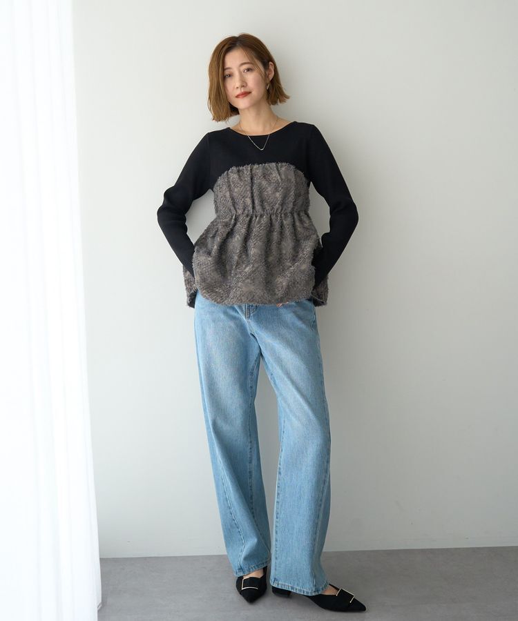 YECCA VECCA「ルーズストレートデニムパンツ」|デニム|