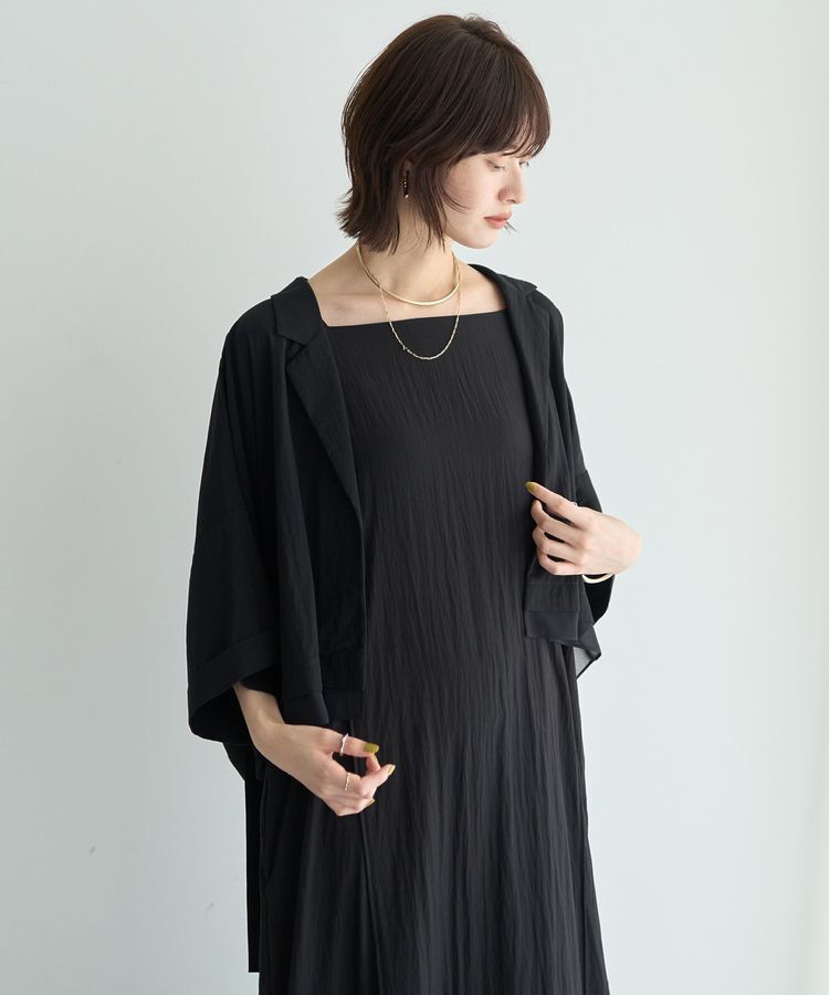 Editt by YECCA VECCA「【接触冷感】クロップドデザインジャケット②」|テーラードジャケット|Black