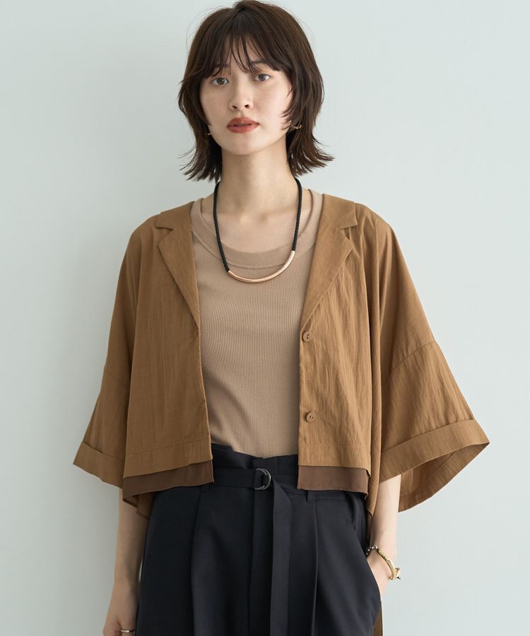 Editt by YECCA VECCA「【接触冷感】クロップドデザインジャケット②」|テーラードジャケット|
