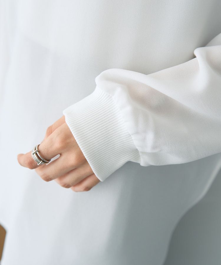 YECCA VECCA「リブMIXジョーゼットブラウス」|シャツ・ブラウス|