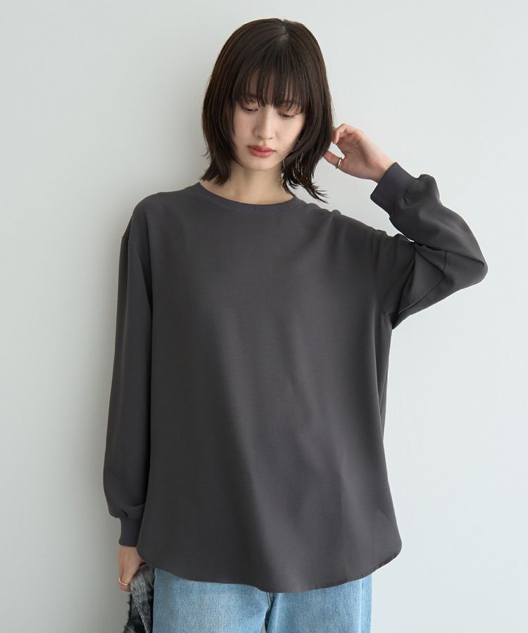 YECCA VECCA「リブMIXジョーゼットブラウス」|シャツ・ブラウス|Charcoal Gray