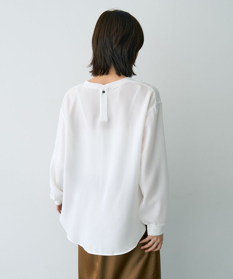 YECCA VECCA「リブMIXジョーゼットブラウス」|シャツ・ブラウス|