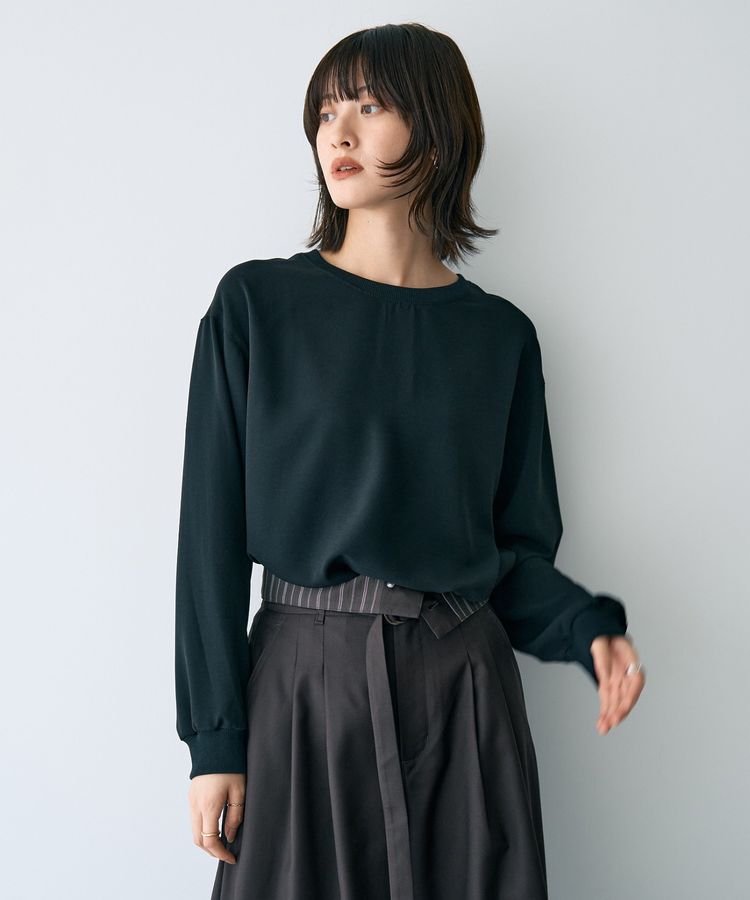 YECCA VECCA「リブMIXジョーゼットブラウス」|シャツ・ブラウス|Black