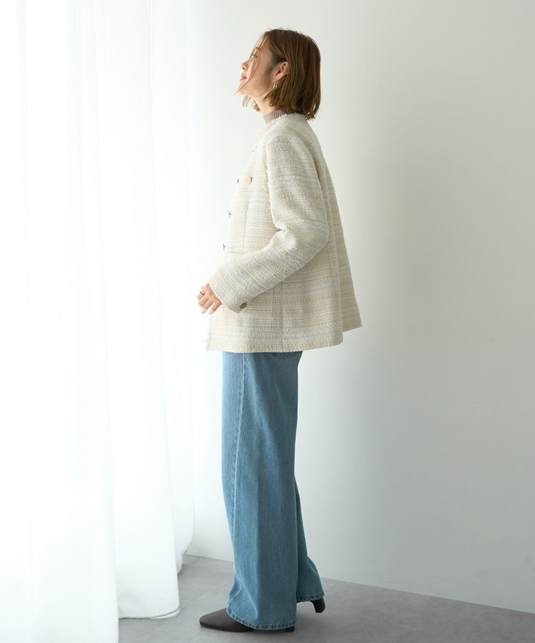 YECCA VECCA「ノーカラーツイードジャケット」|テーラードジャケット|