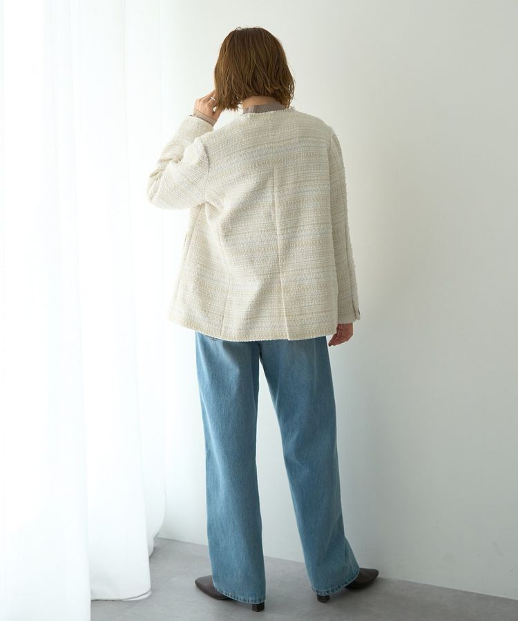 YECCA VECCA「ノーカラーツイードジャケット」|テーラードジャケット|