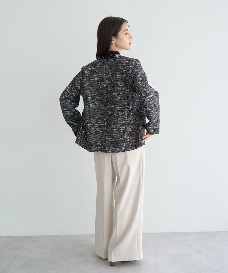 YECCA VECCA「ノーカラーツイードジャケット」|テーラードジャケット|