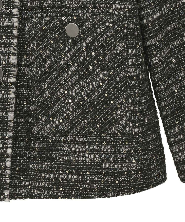 YECCA VECCA「ノーカラーツイードジャケット」|テーラードジャケット|