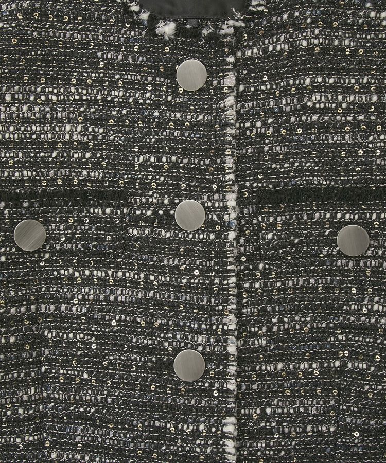 YECCA VECCA「ノーカラーツイードジャケット」|テーラードジャケット|