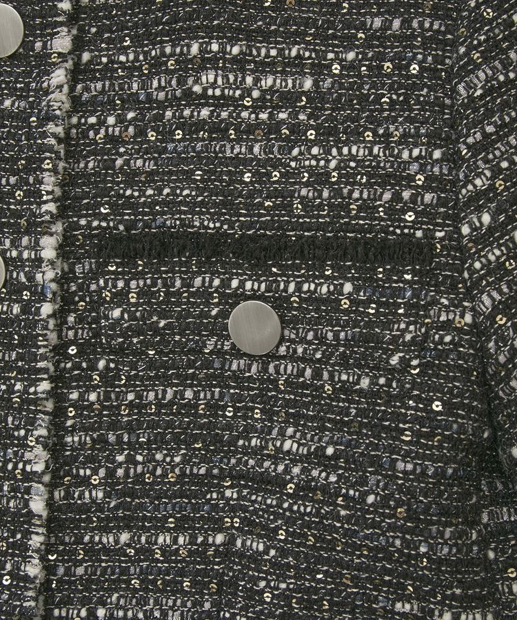 YECCA VECCA「ノーカラーツイードジャケット」|テーラードジャケット|