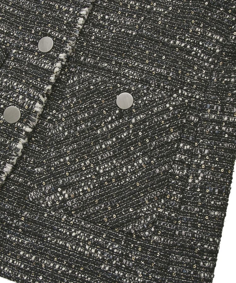 YECCA VECCA「ノーカラーツイードジャケット」|テーラードジャケット|