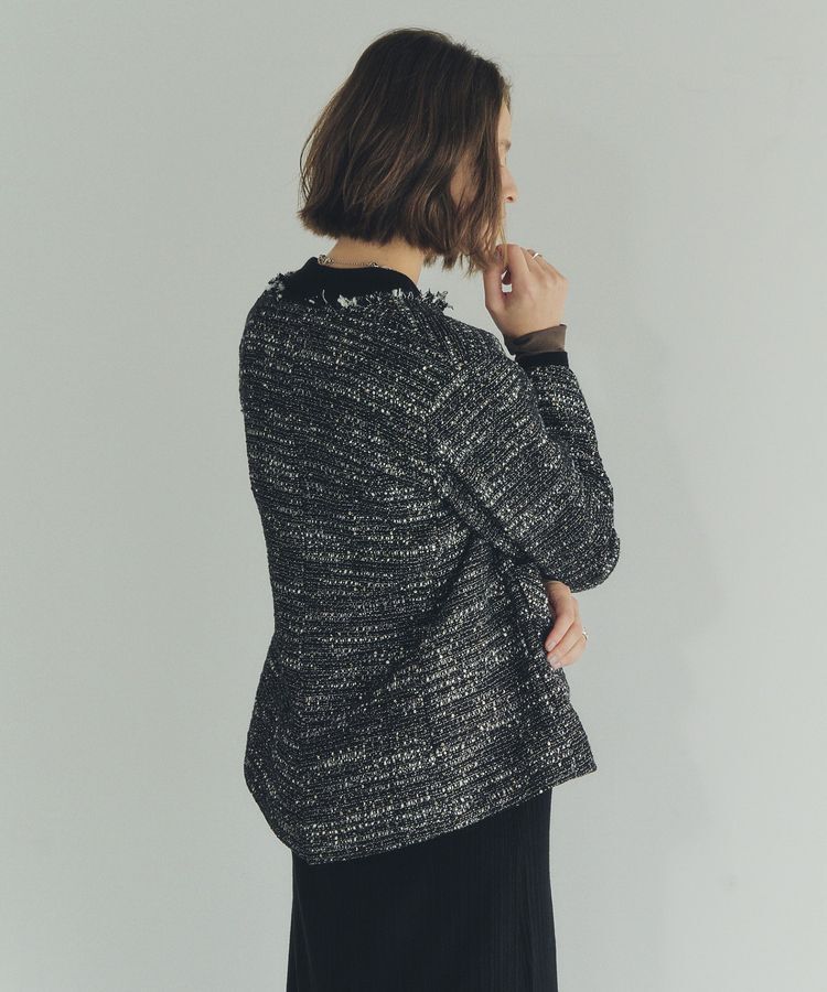 YECCA VECCA「ノーカラーツイードジャケット」|テーラードジャケット|