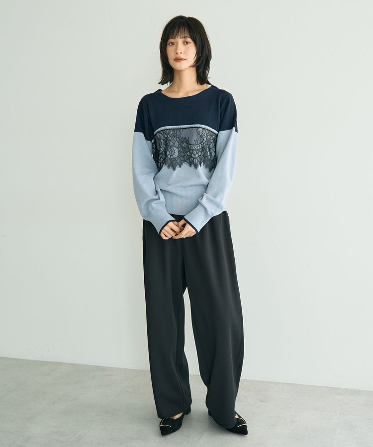 YECCA VECCA「バイカラーレースニット」|ニット・セーター|