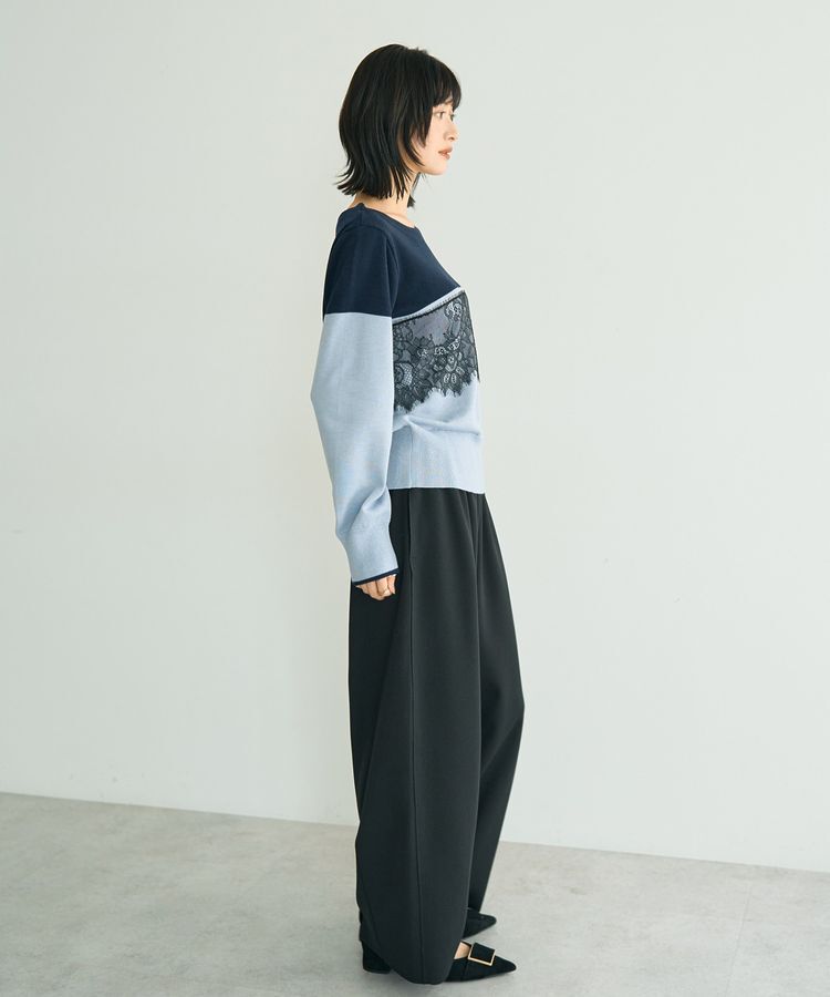 YECCA VECCA「バイカラーレースニット」|ニット・セーター|