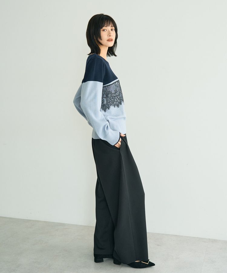 YECCA VECCA「バイカラーレースニット」|ニット・セーター|